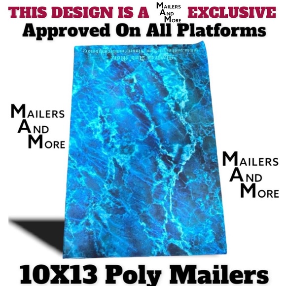 25 10X13  Poly Mailers Blue Ice Water Marble Shipping Envelopes PRICE IS FIRM - Picture 6 of 9